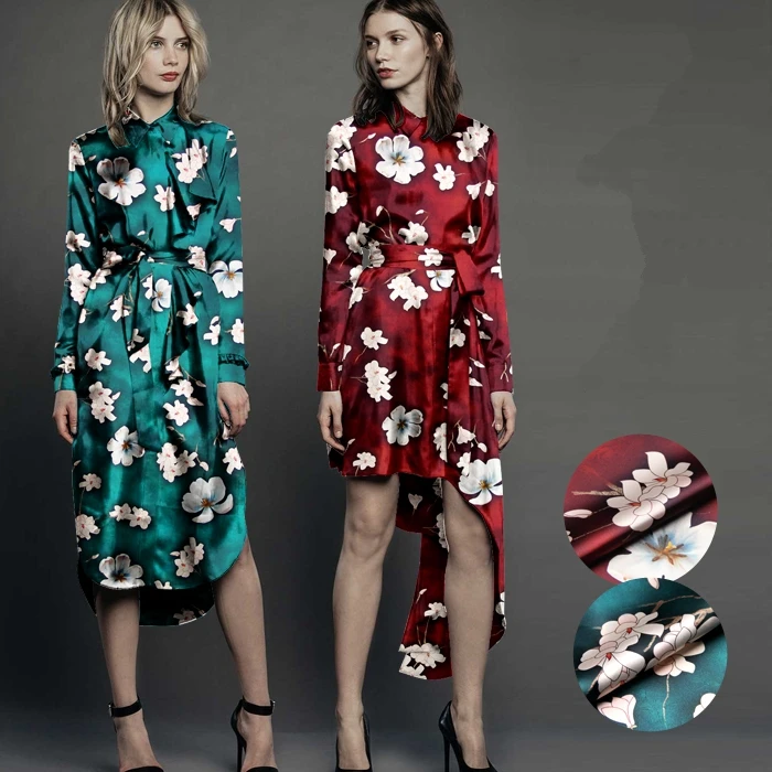 118 см шириной 19 мм 93% шелк и 7% спандекс Белый Цветочный Красный Синий стрейчевый шелк атласная ткань для летнего платья одежда Чонсам D941 118 см шириной 19 мм 93% шелк и 7% спандекс Белый Цветочный Красный Синий стрейчевый шелк атласная ткань для летнего платья одежда Чонсам D941