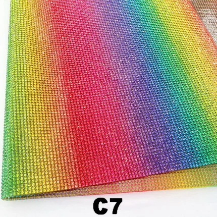 C7 Блестящие Стразы SS6 2 мм, полностью стеклянные стразы, горячая фиксация, сетка, аппликация, окантовка, лист, свадебные платья, обувь, сумки, сделай сам, отделка - Цвет: C7