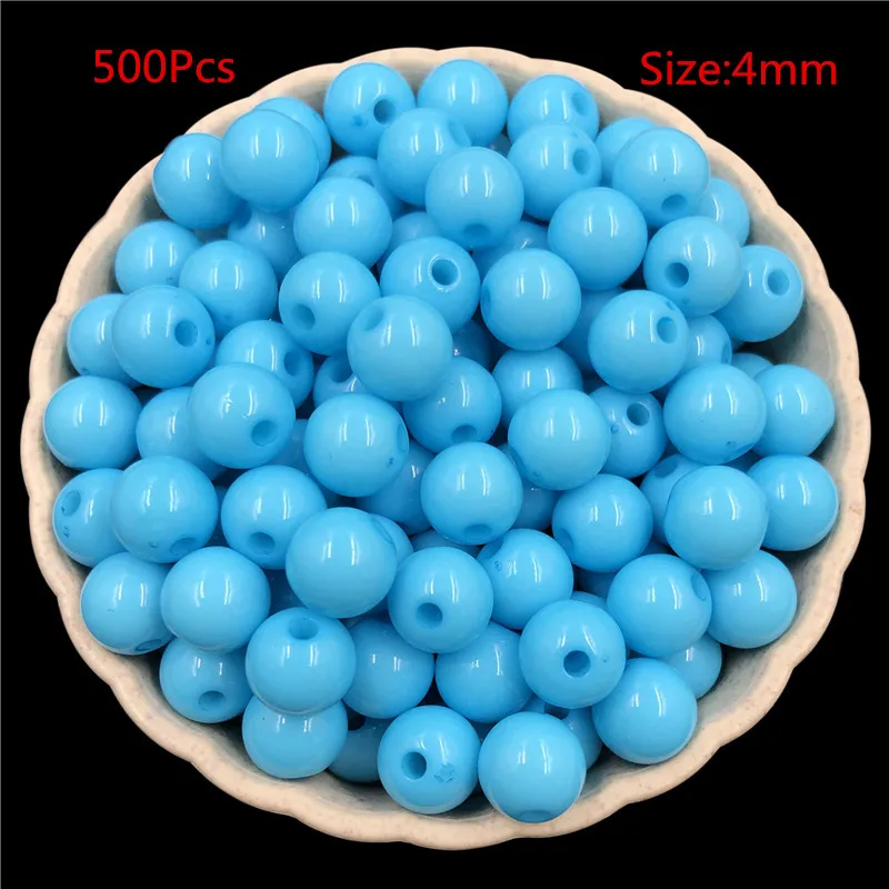 Lake blue Материал ручной работы 500 шт DIY Изготовление браслета ожерелья 4 мм акриловые бусины оптом свободные бусины ювелирные аксессуары - Цвет: Lake blue