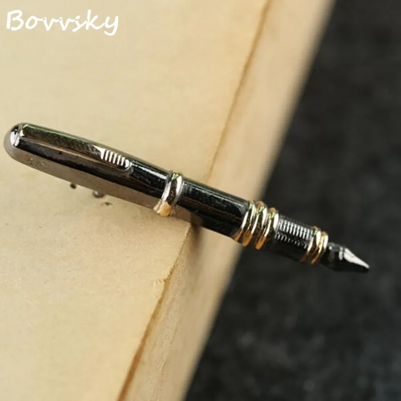 Bovvsky модная металлическая черная и серая брошь в форме ручки классическая