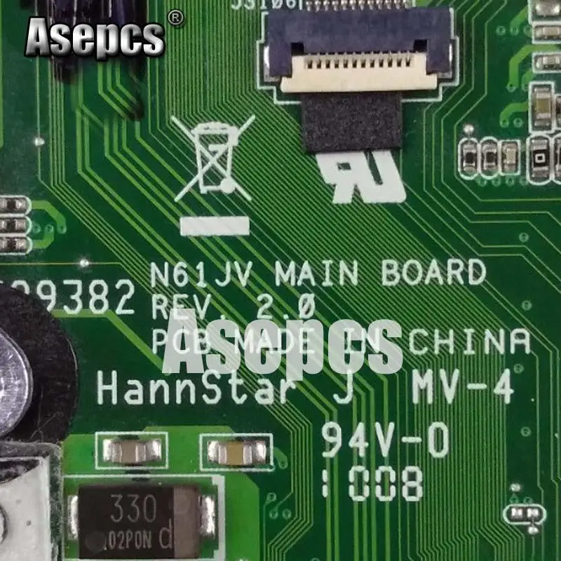 Asepcs N61JV материнская плата для ноутбука For Asus N61J тест оригинальная GT325M 1GB