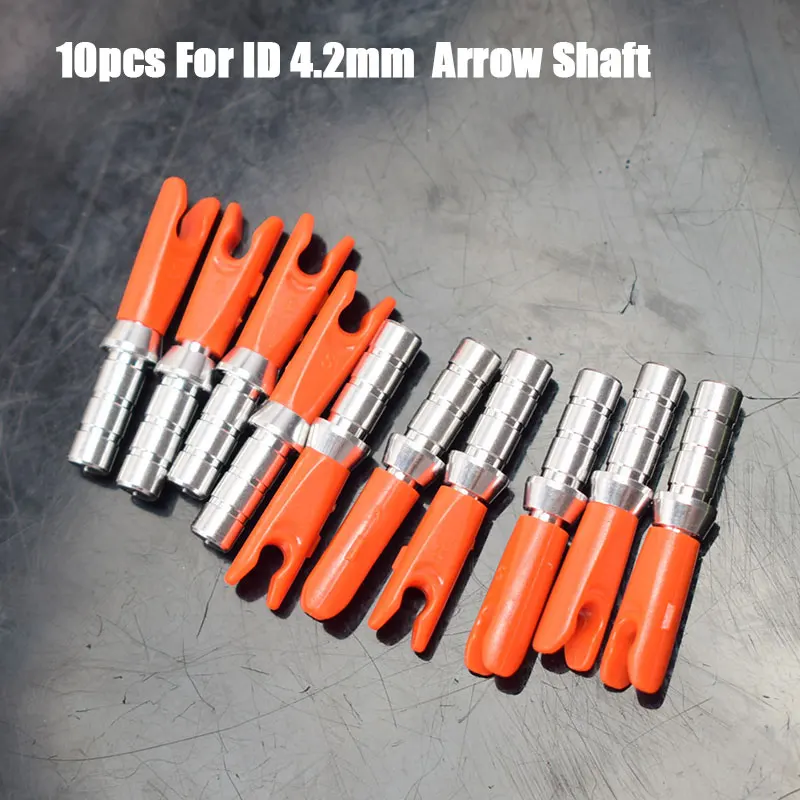 4.2 Orange 10 шт. ID6.2mm внутренние штырьковые стрелы nocks соединение лук охота и стрельба Alu булавки+ пластиковые ноки алюминиевая углеродная стрела - Цвет: 4.2 Orange