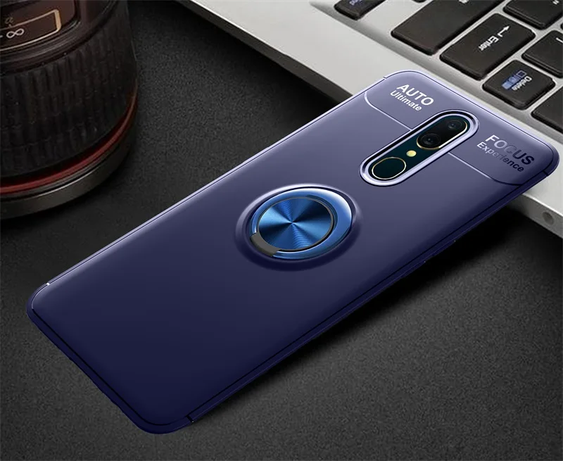 Синий Luxury Case For Nokia 7.1 Case Cover Magnetic Ring Holder Soft Matte Silicone Shell For Nokia 6.1 X6 5.1 3.1 Plus Case Coque - Цвет: Синий