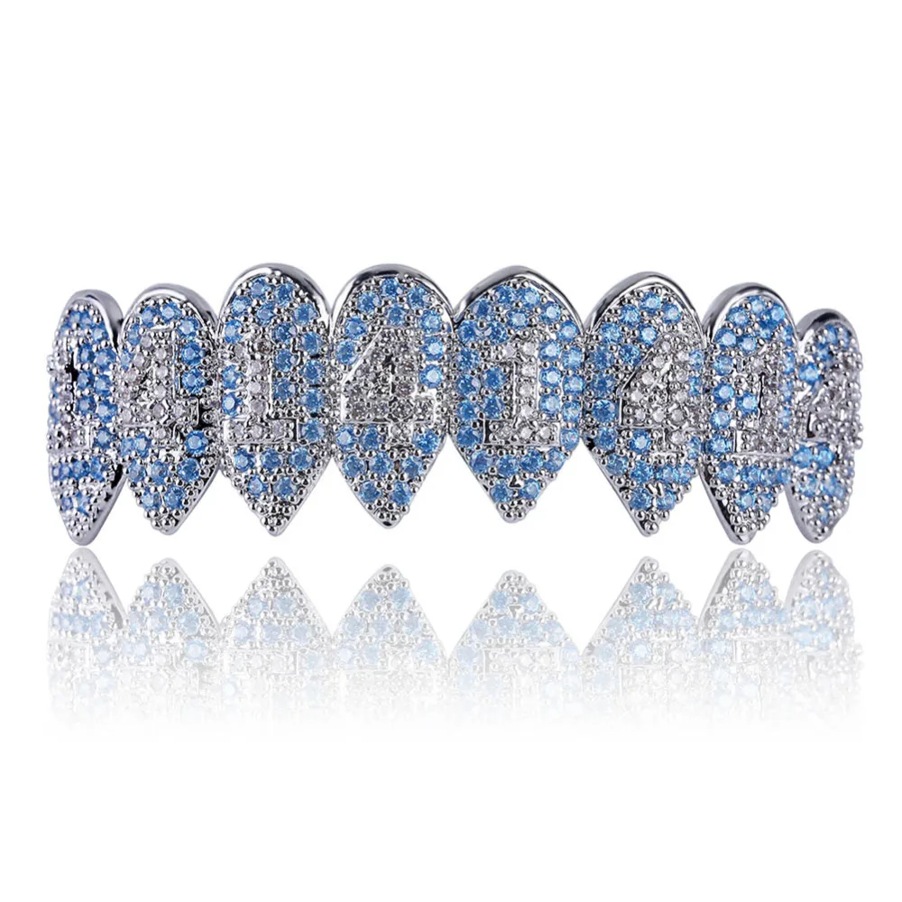 JINAO серебро Iced Out 1414 Grillz медный Кристалл ювелирные изделия верх и низ Grillz зубы ювелирные изделия для тела хип-хоп Bling AAA кубический циркон