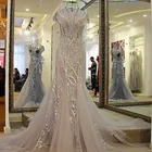 Светильник-серое вечернее платье-русалка, роскошное строгое платье для вечеринки, официальная одежда с бантом, индивидуальное платье невесты, 100% реальное фото