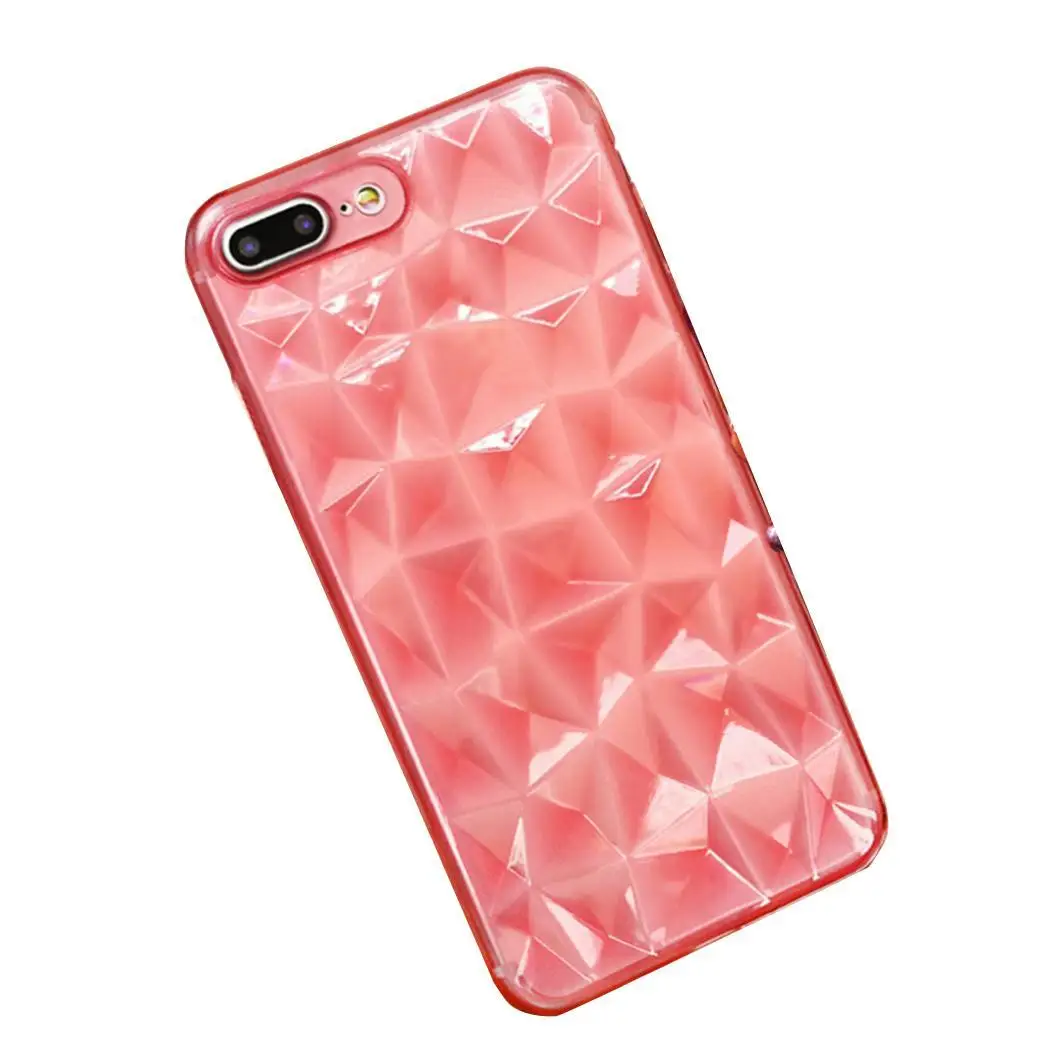 Fashion Simple Soft TPU Rhinestone Mobile Phone Cases Transparent Black Gray Pink Red For iPhone |