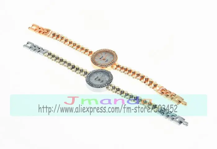 100 шт./лот модные женские часы браслет элегантные кварцевые с украшением из