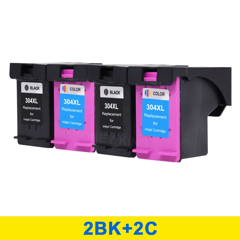Toney universal(король 304XL Замена для hp 304 переработанного чернильного картриджа для hp 304 с чернилами hp Deskjet 3720 3730 2620 2630 2632 5030 5020 5010 5032 принтер - Цвет: 304 BK X 2   C X 2