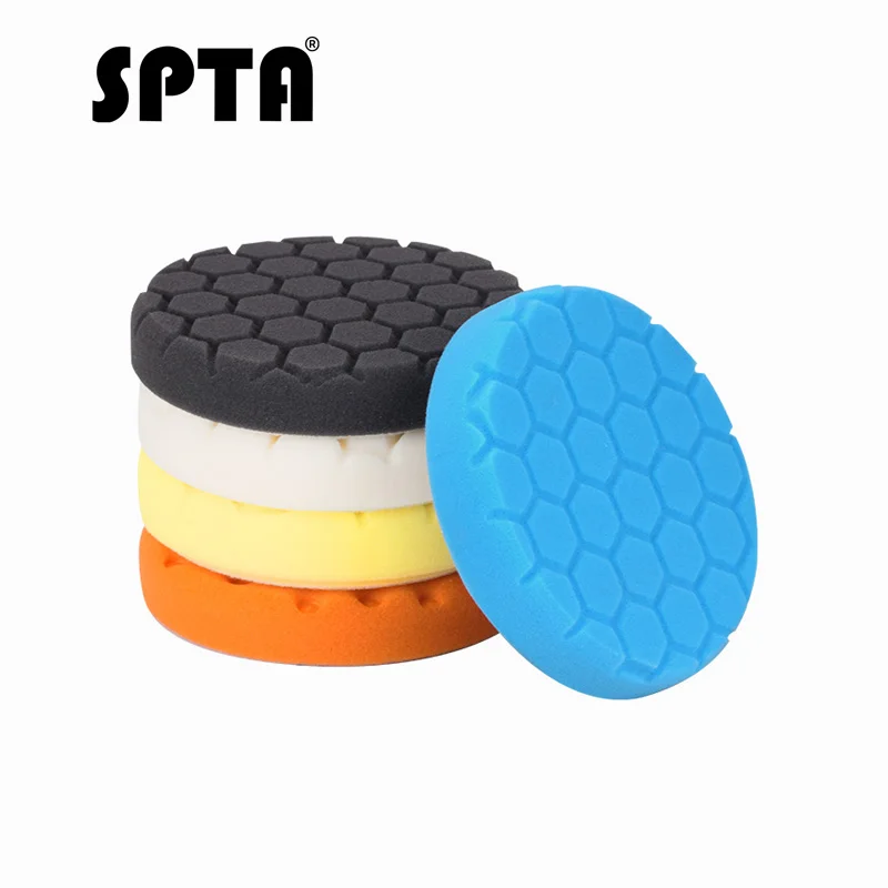 SPTA " 5" " 7" Губка для полировки, спасательный воск, сменный шестигранный логический Полировочный диск, Полировочный диск из полиэфирной пены высокой плотности