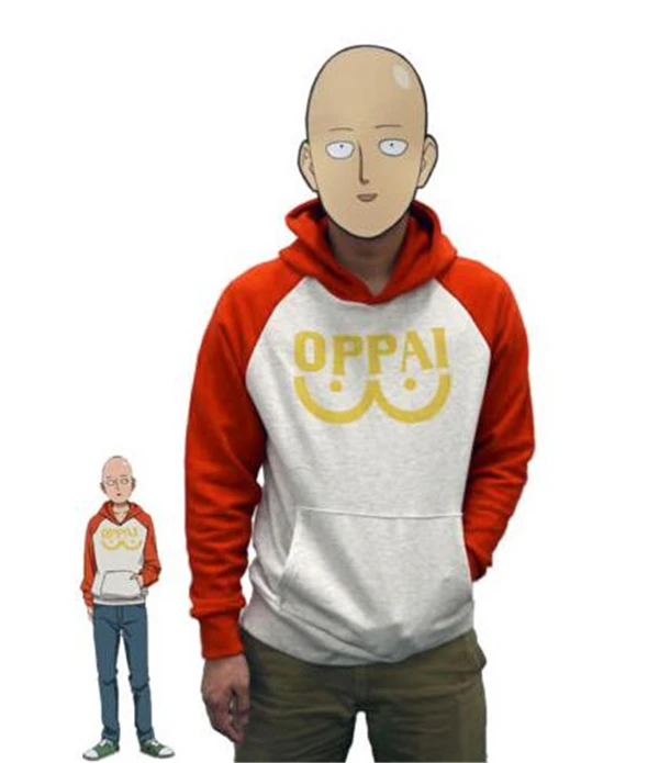 One Punch Man герой Сайтама Толстовка Oppai косплей костюм куртка с капюшоном толстовки