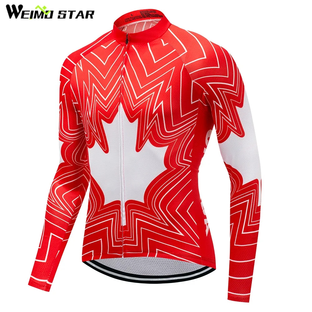 

CANADA bike jersey Long Men's Cycling clothing Clothes MTB Ropa Ciclismo Maillot Long Sleeve Shirts Riding blouse Sports Red