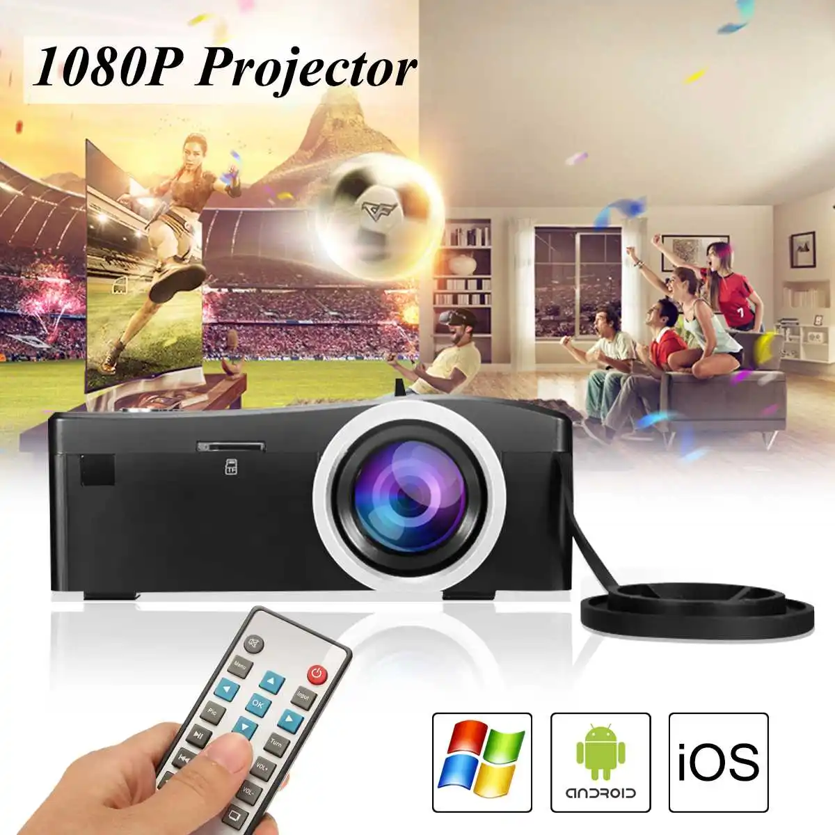 UC18 светодиодный проектор Full HD 1080P домашний кинотеатр проектор дешевый проектор с HDMI AV SD VGA