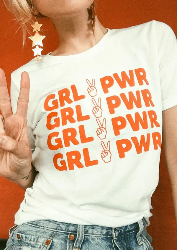 Футболка Girl Power Victory с круглым вырезом Женская забавная футболка графическим