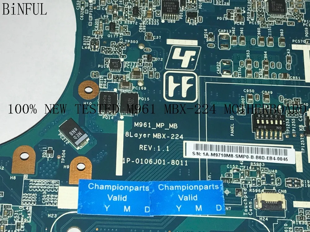 BiNFUL сток, M961 MBX-224 A1794336A(FIT A1794333A) Материнская плата для ноутбука для SONY VPCEB серии Материнская плата для ноутбука.( товар