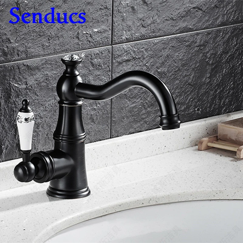 Бесплатная доставка новый дизайн черный бронзовый кран для раковины с одним