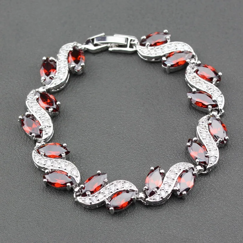 Свадебный красный гранат циркон серебряный цвет ссылка браслет Здоровье модные