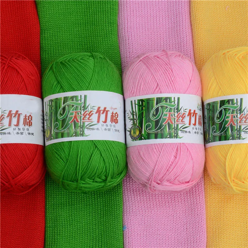 3 Pcs / Lot Natural Silk Bamboo Cotton Yarn Charcoal Baby thick yarn for knitting Line Milk Hand Crochet | Дом и сад