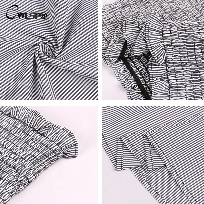 

CWLSP Stripe Sexy Strapless Summer Dress For Women 2018 Mini Length Pleated Backless Rock Floral Dress Vestidos Female QZ2792