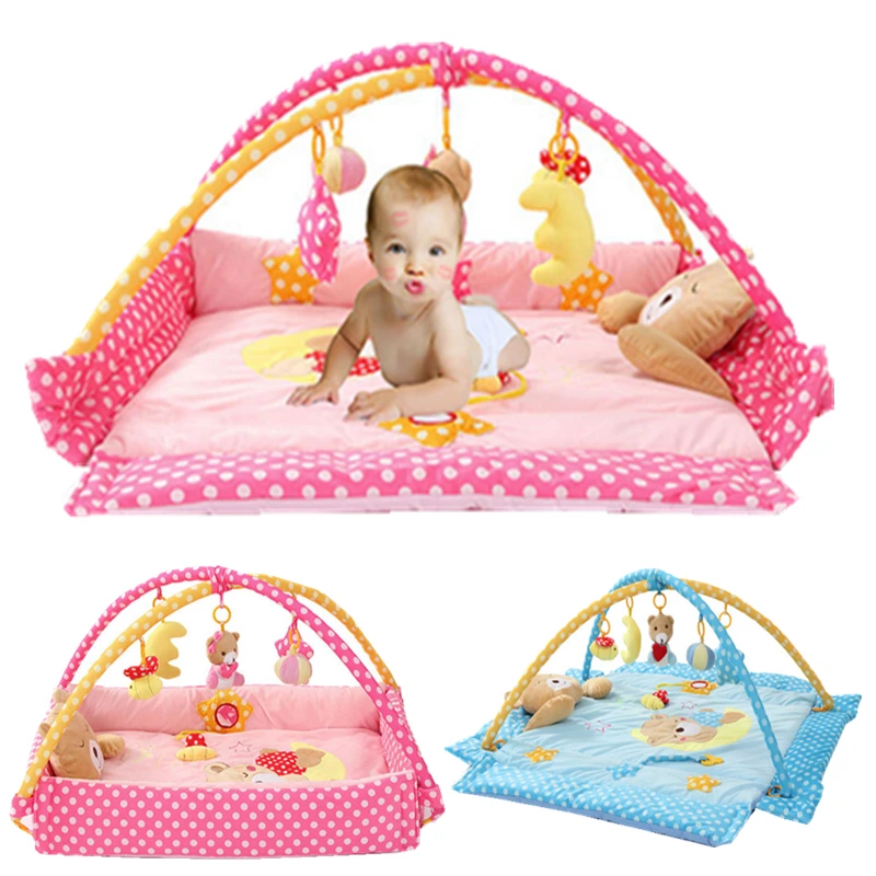 Розовый/Синий Мягкий складной детский коврик для игр игровой новорожденных