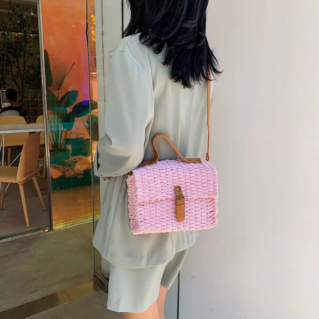 Плетеная круглая сумка из ротанга ручной работы модная женская однотонная