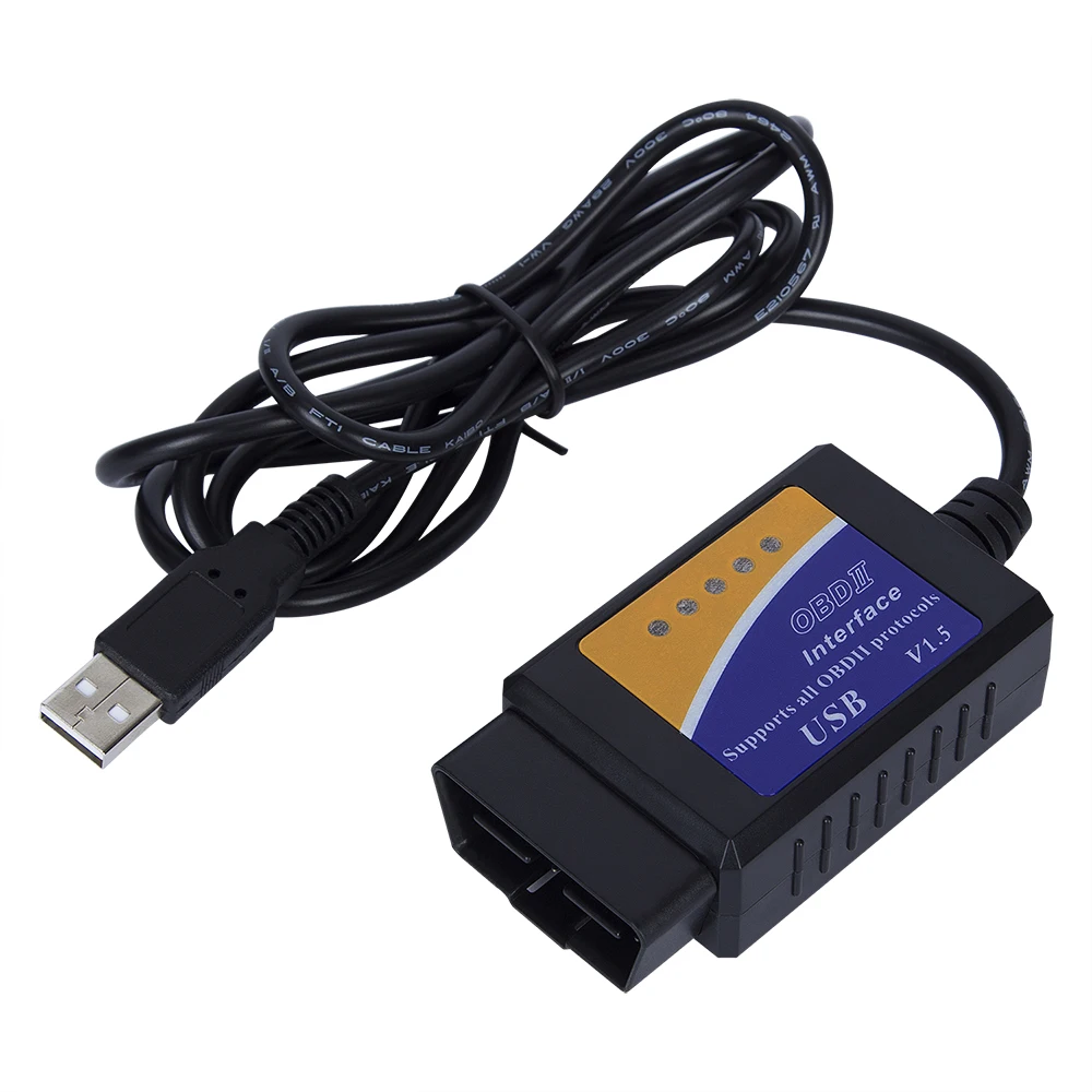 KWOKKER ELM327 USB ELM 327 V1.5 OBD 2 ELM327 USB интерфейс CAN-BUS сканер диагностический инструмент кабель Код поддержка OBD-II протоколы