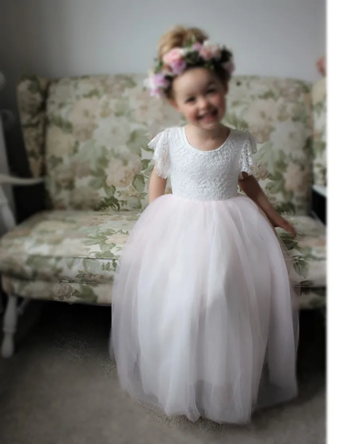Летние длинные Стиль ботильоны Длина платье Дети ресницы кружева Flutter Dress