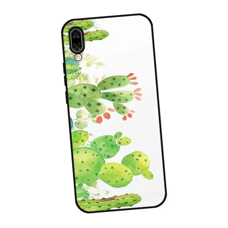 N278 Cactus Watercolour Black Silicone Case Cover For Huawei Honor 6A 6C 6X 7C 7X 8 Lite Pro |