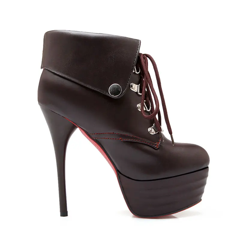 Женские ботильоны на шнуровке Fanyuan пикантные полусапожки тонком очень высоком