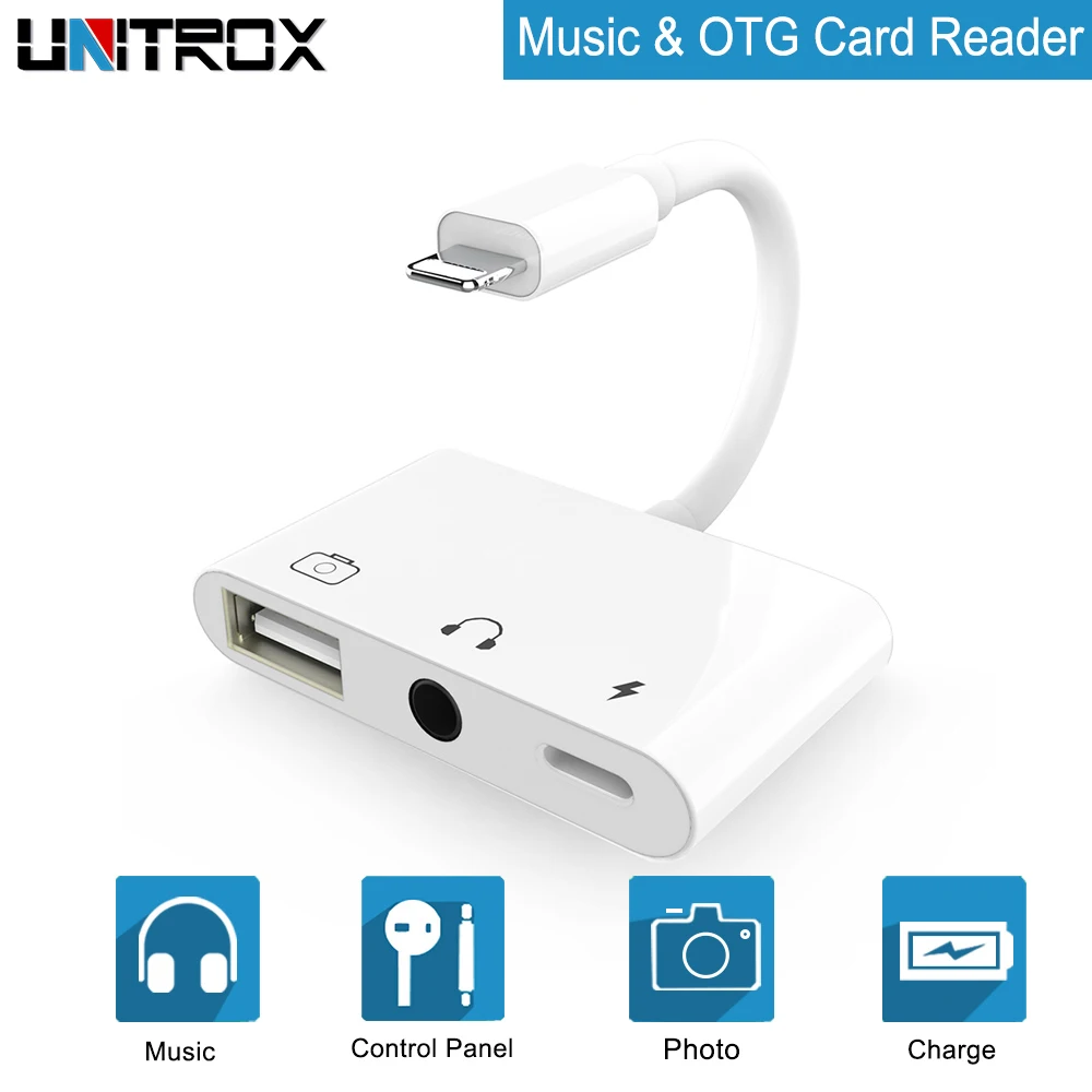Адаптер OTG для Lightning USB 3 комплект подключения камеры с зарядным портом и разъемом