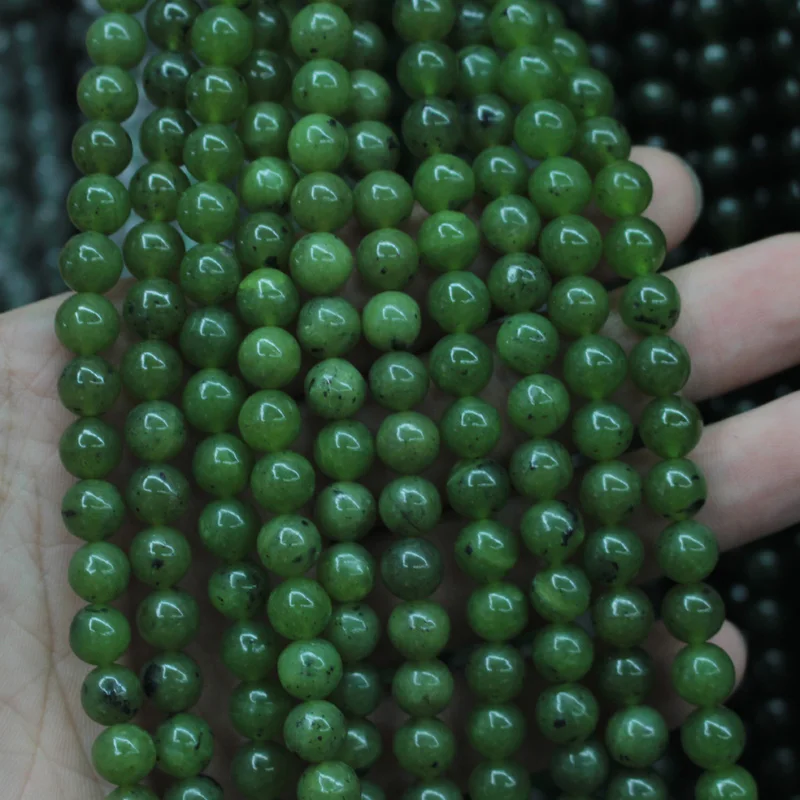

round Canada jade beads natural stone beads DIY loose beads for jewelry making strand 15" wholesale !
