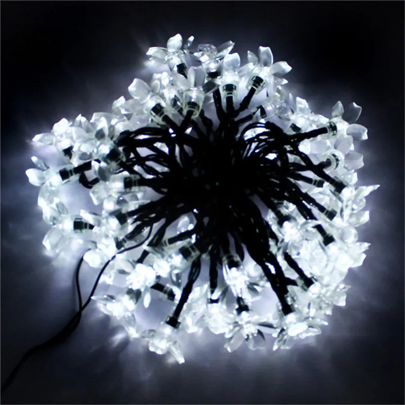 17 м 100led Персиковый Цветок Солнечная Лампа мощная светодиодная гирлянда Сказочный свет водонепроницаемый праздник для рождества свадьбы сада украшения