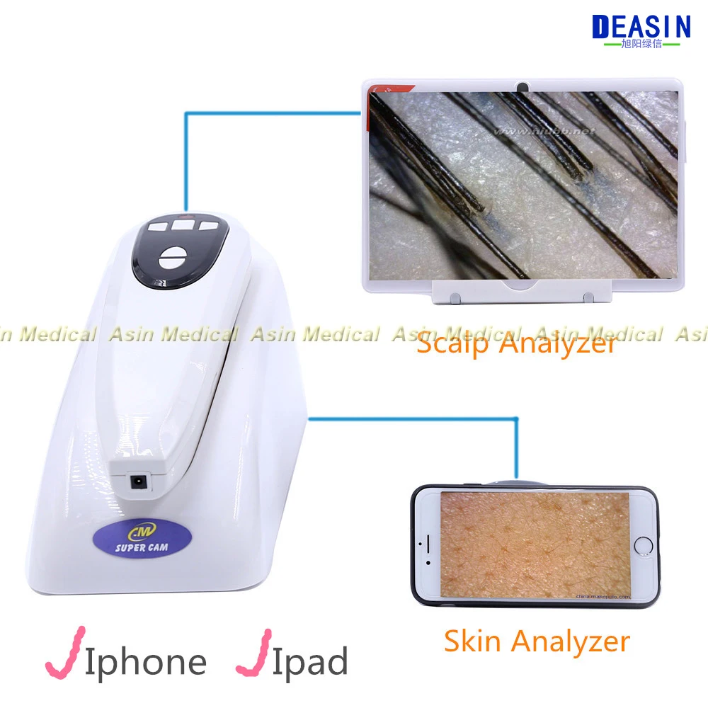 

High-tech Wifi wireless Scalp Hair Microscope Analyzer Skin Detector Analyzer camera with base