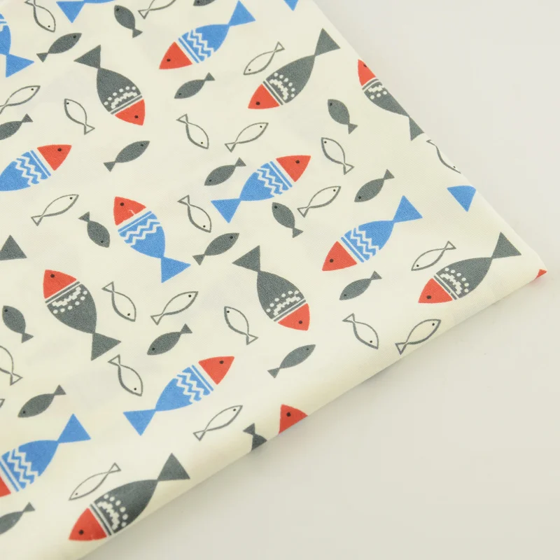 Different Size Fish Design 100% Cotton Twill Fabric for Children Tilda Doll Bedding Quilting Patchwork Art Work Curtain Cushion|fish fabric|fish