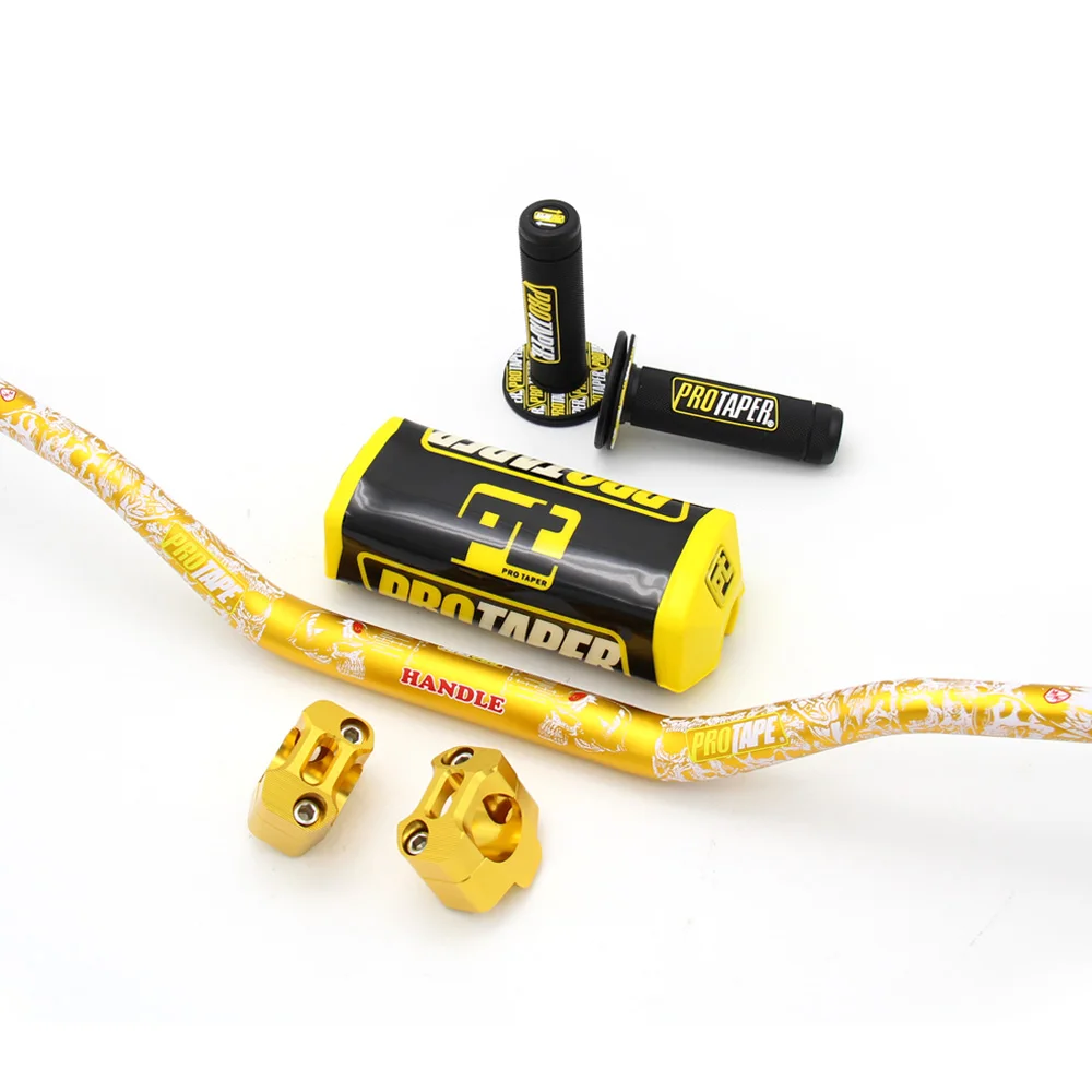 Золотой Руль для PRO Taper Pack Bar 1-1/" ручка бар колодки ручки Pit Pro гоночный Dirt Pit велосипед Мотоцикл CNC 28,5 мм адаптер - Цвет: Золотой