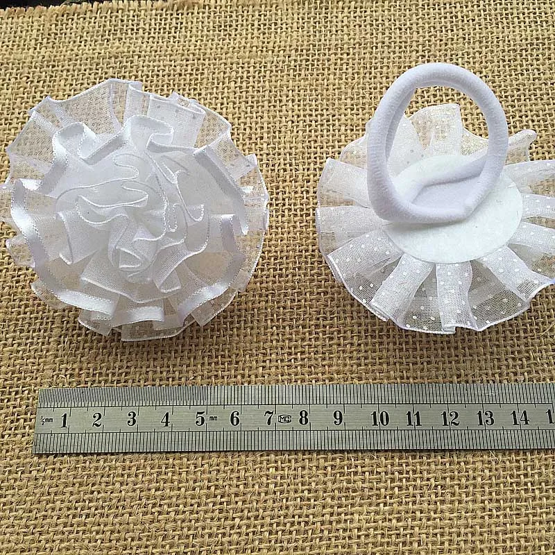 2 шт. эластичная резинка для волос с белыми цветами банты девочек модные