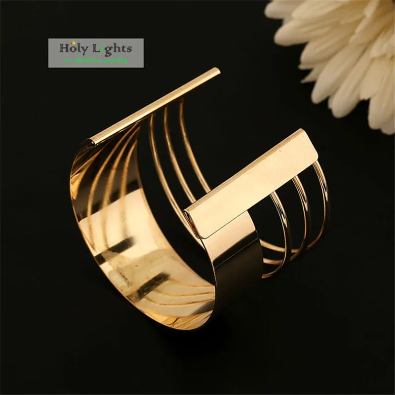 Горячая Распродажа Женские официальные простые золотые браслеты широкий