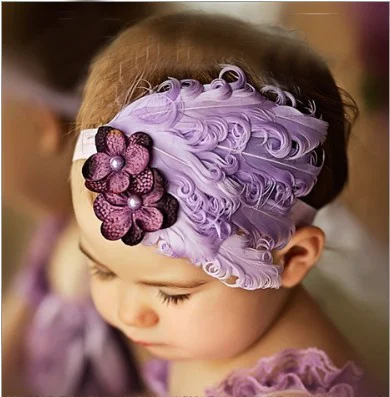 

2019 feather baby headband girls' hairbands bow pink Christmas hair Headbands