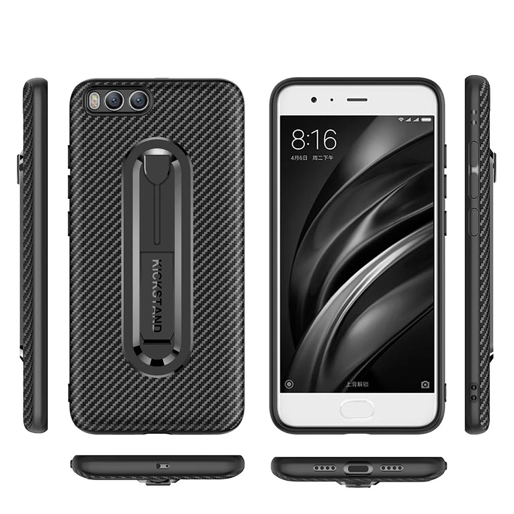 Soft TPU Cover for Xiaomi 6 Case 5X Note 3 Invisible Stand For Redmi 6A 4X 5A 4 Back Carbon Fiber Capa |