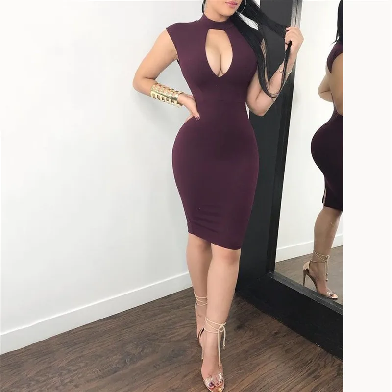 Новый 2018 женское платье без рукавов тонкая водолазка хип сексуальное Bodycon Платья
