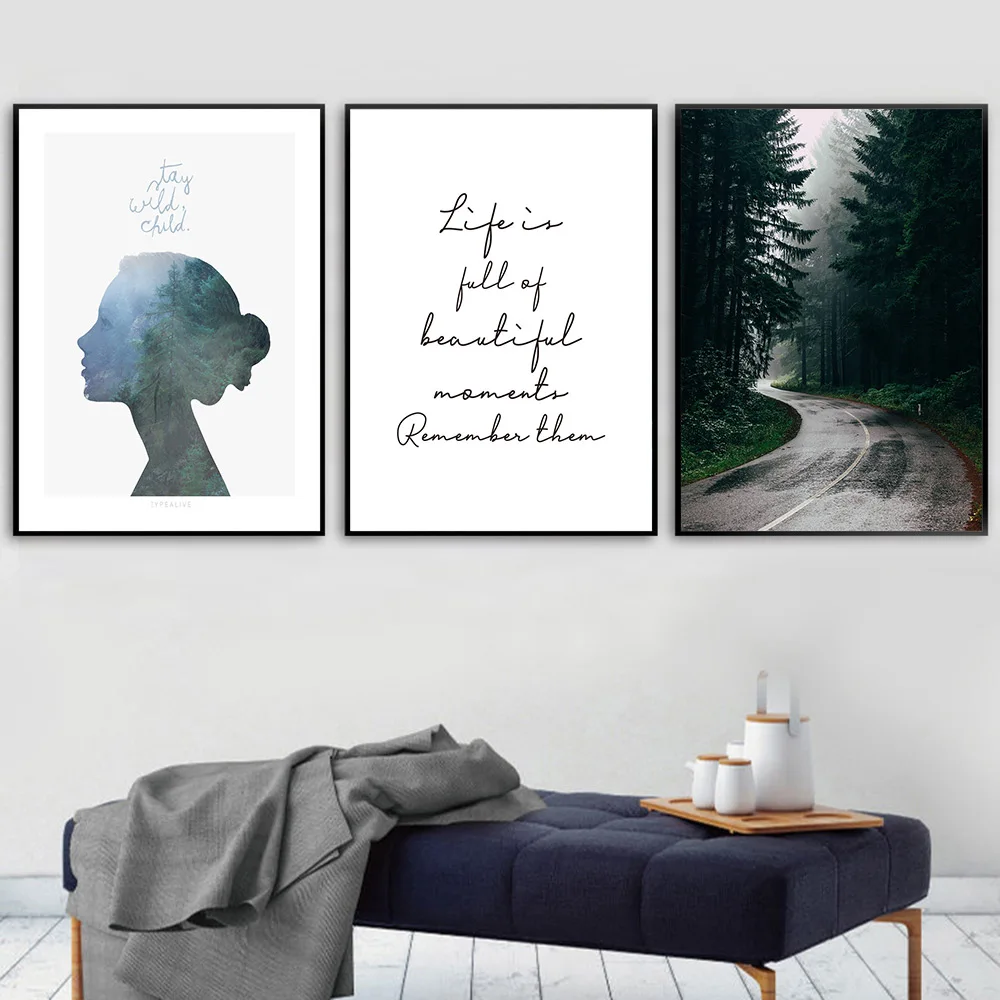 Пейзаж картина леса настенная живопись холст абстрактная Северный плакат