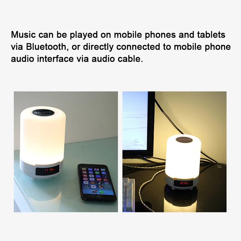 Многофункциональный Bluetooth динамик с USB зарядкой цветной прикроватный
