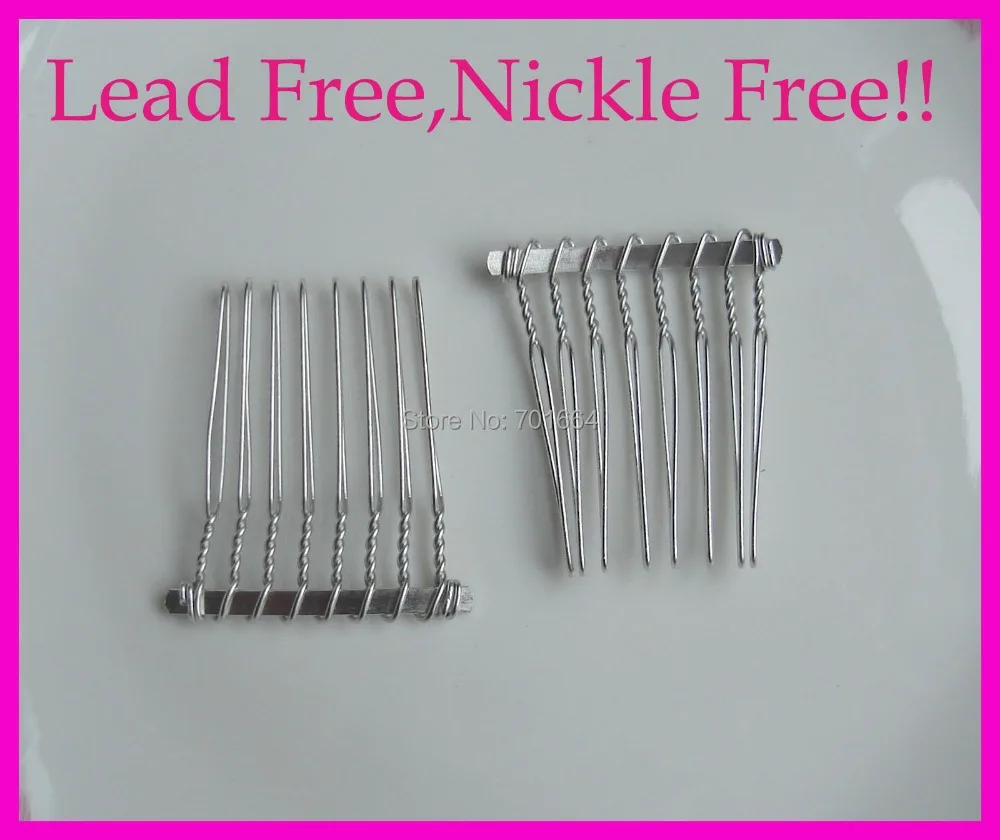 

20PCS Silver Finish 8teeth Plain Metal Hair Combs for DIY kids tiara headpieces lead free and nickle free,side combs stuff