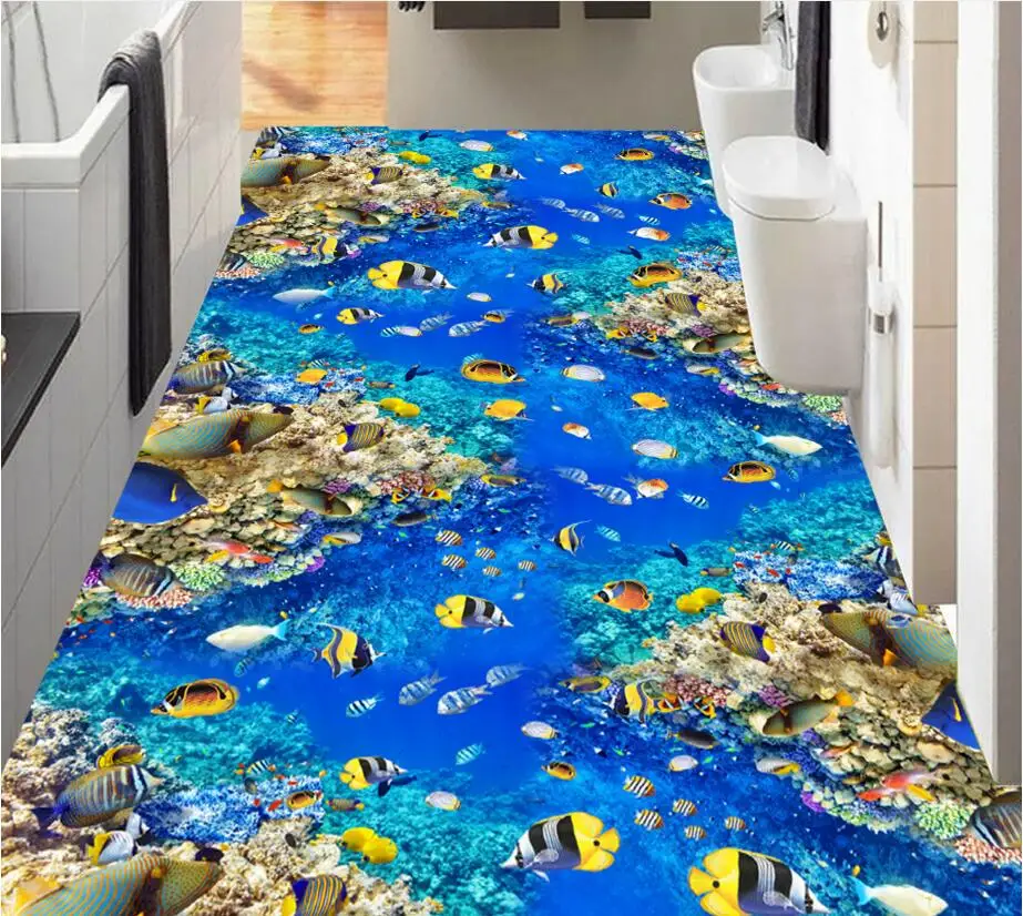 3d ПВХ Самоклеящиеся обои с рисунком рыбок кораллов под водой|wallpaper for walls|wallpaper
