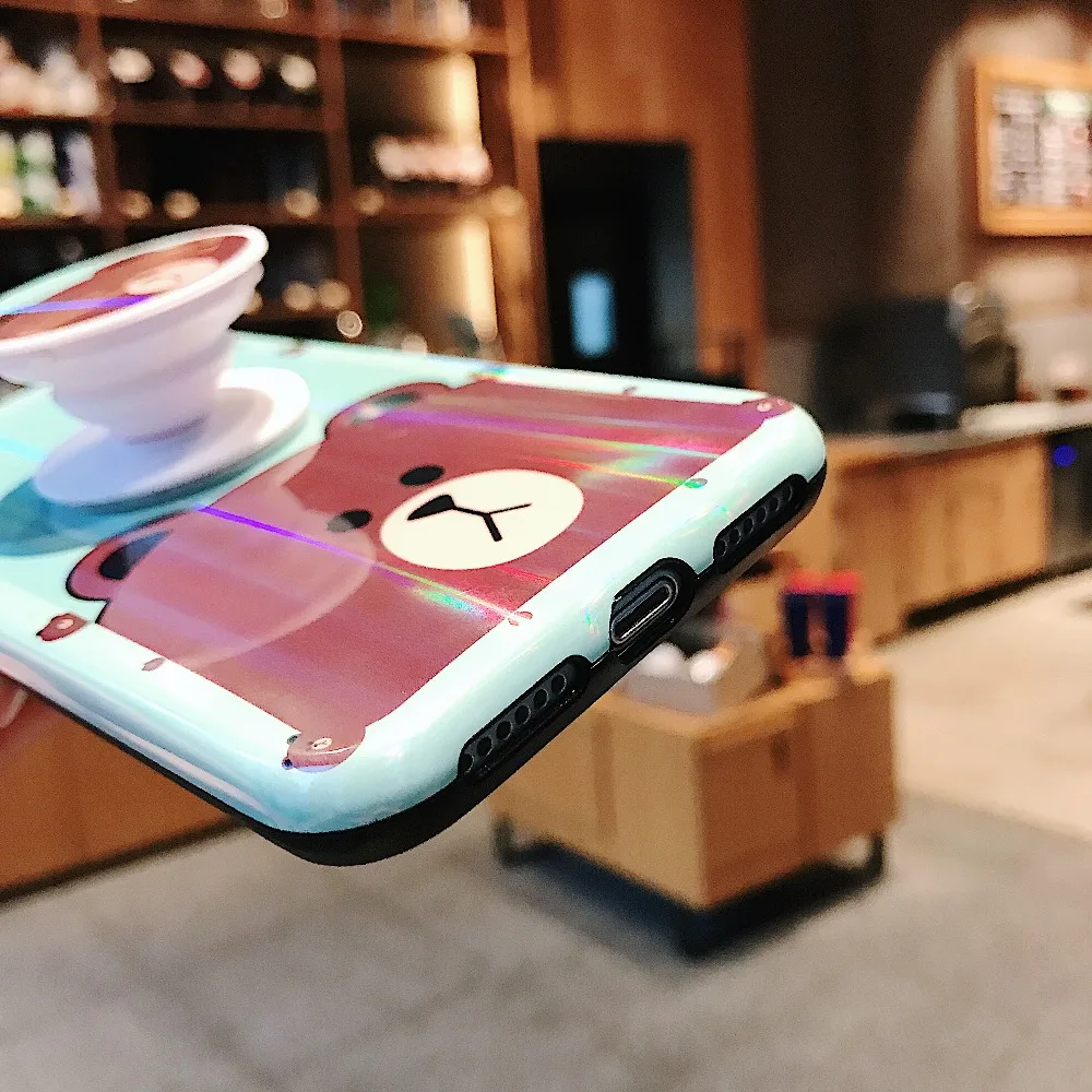 Милый мультяшный медведь кошка телефонные чехлы для iPhone X Глянцевая Северное