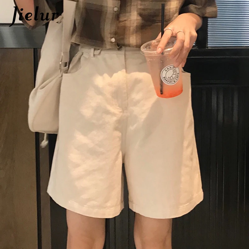 Jielur Capris Women Loose Casual Wide Leg High Waist Pockets 3 Colors Womans Short Harajuku Chic Feminino New 2019 Summer | Женская