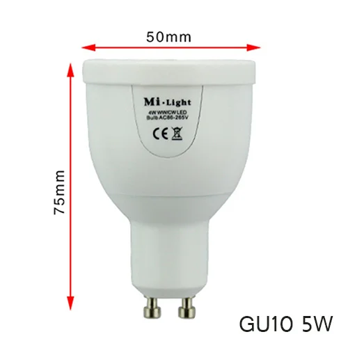 GU10 5W RGBWW Mi светильник E27 6 Вт 9 Вт 12 Вт RGB+ CCT светодиодный лампы GU10 MR4W E14 E27 с регулируемой яркостью беспроводной светильник с дистанционным управлением Mi - Испускаемый цвет: GU10 5W RGBWW