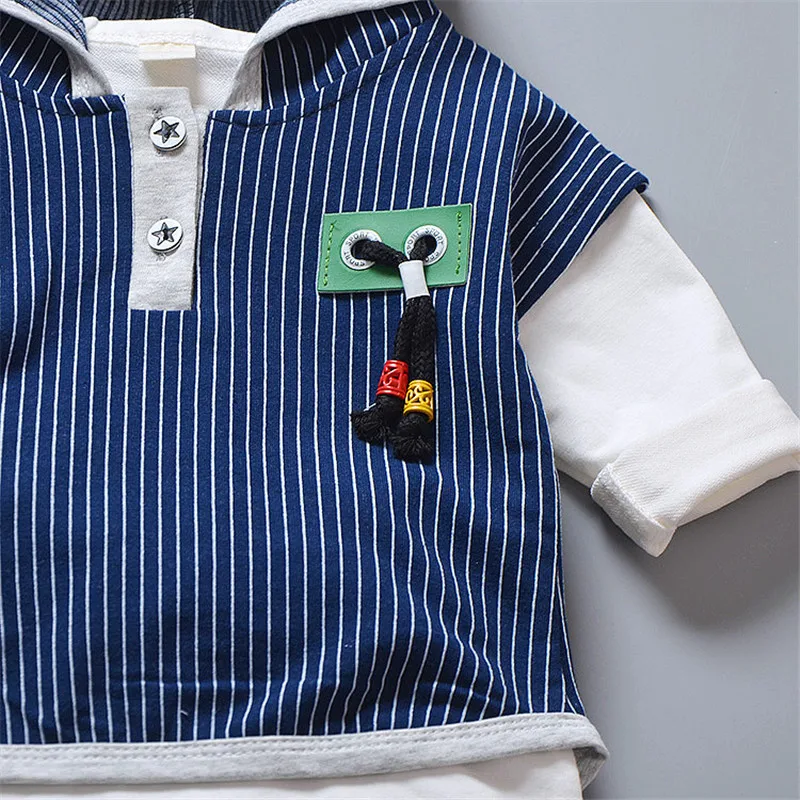 BibiCola/осень комплект одежды для мальчиков фьюжн Полосатый 3 шт. спортивный костюм