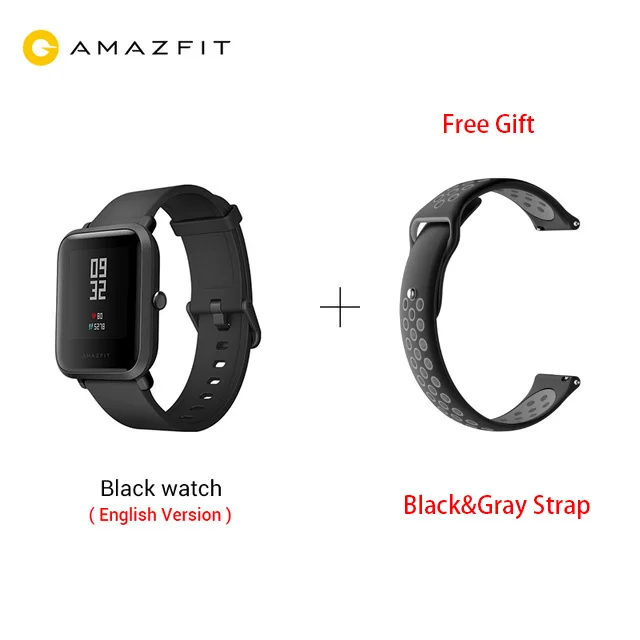 add black gray Huami Смарт-часы Amazfit Bip, gps, Gloness, Смарт-часы, часы 45 дней в режиме ожидания для телефона MI8 IOS - Цвет: add black gray