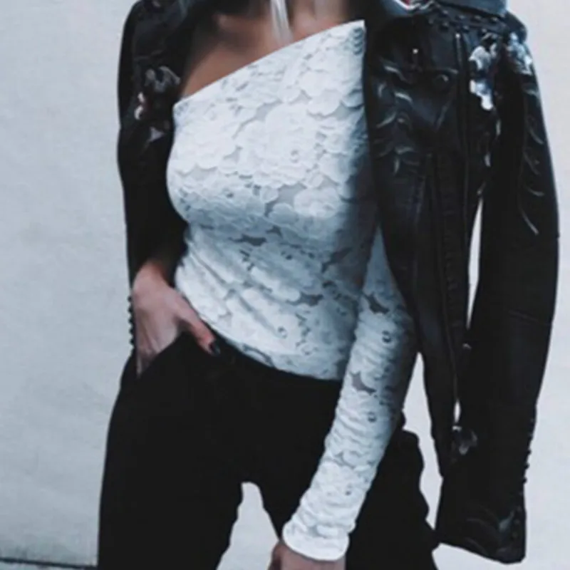 Элегантный слэш Средства ухода за кожей Шеи на одно плечо с длинным рукавом Sexy