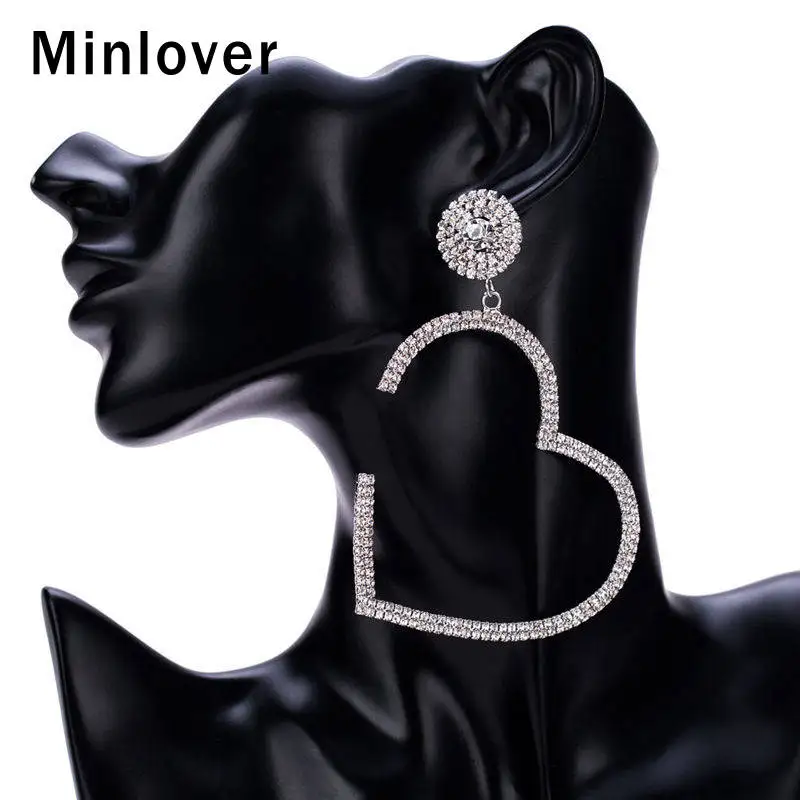 Простые Свадебные серьги Minlover в форме сердца для женщин милые Стразы 2019 модные